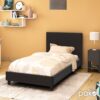 006-000014-1 Κρεβάτι Nevil pakoworld 100x200 PU χρώμα μαύρο ματ. 006-000014