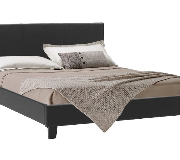 Κρεβάτι Nevil pakoworld 150x200 PU χρώμα μαύρο ματ.  006-000015