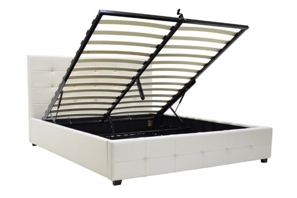 Κρεβάτι Roi pakoworld 160x200 PU λευκό ματ + αποθηκευτικό χώρο.  006-000016