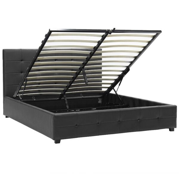INART Κρεβάτι Roi pakoworld 160x200 PU μαύρο ματ + αποθηκευτικό χώρο. 006-000017
