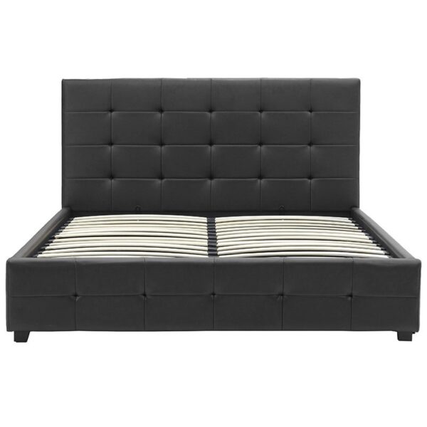 INART Κρεβάτι Roi pakoworld 160x200 PU μαύρο ματ + αποθηκευτικό χώρο. 006-000017