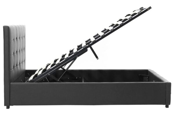 INART Κρεβάτι Roi pakoworld 160x200 PU μαύρο ματ + αποθηκευτικό χώρο. 006-000017