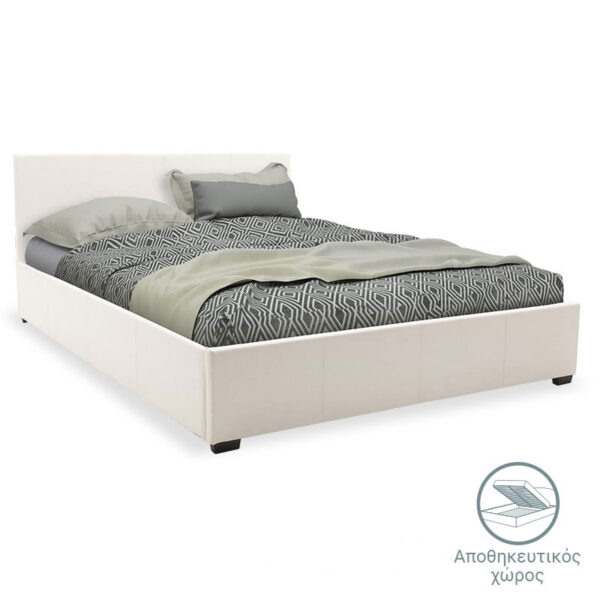 Κρεβάτι Norse pakoworld pu λευκό με αποθηκευτικό χώρο 160x200εκ.  006-000027