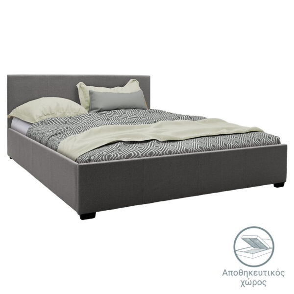 Κρεβάτι Norse pakoworld ύφασμα ανθρακί με αποθηκευτικό χώρο 160x200εκ.  006-000043