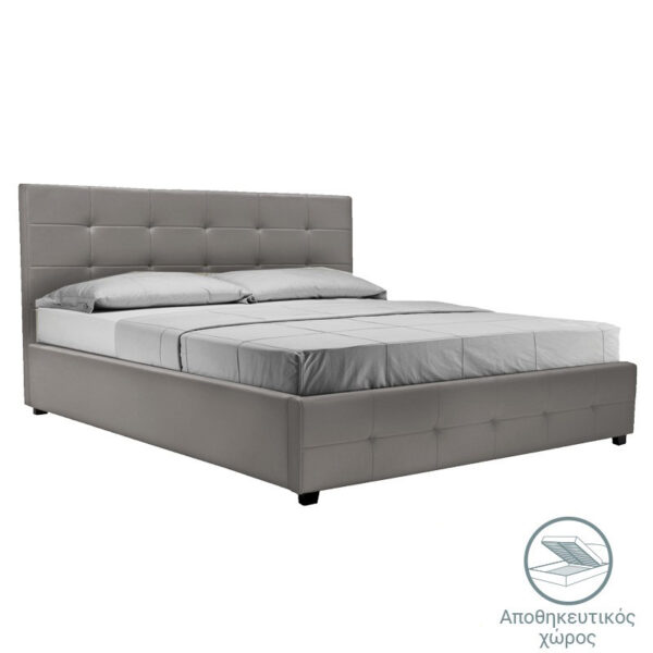 Κρεβάτι Roi pakoworld με αποθηκευτικό χώρο pu γκρι ματ 160x200εκ.  006-000045