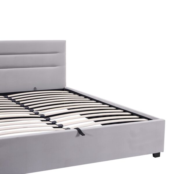 Κρεβάτι Molito pakoworld βελούδο σε γκρι απόχρωση με αποθηκευτικό χώρο160x200εκ.  006-000050