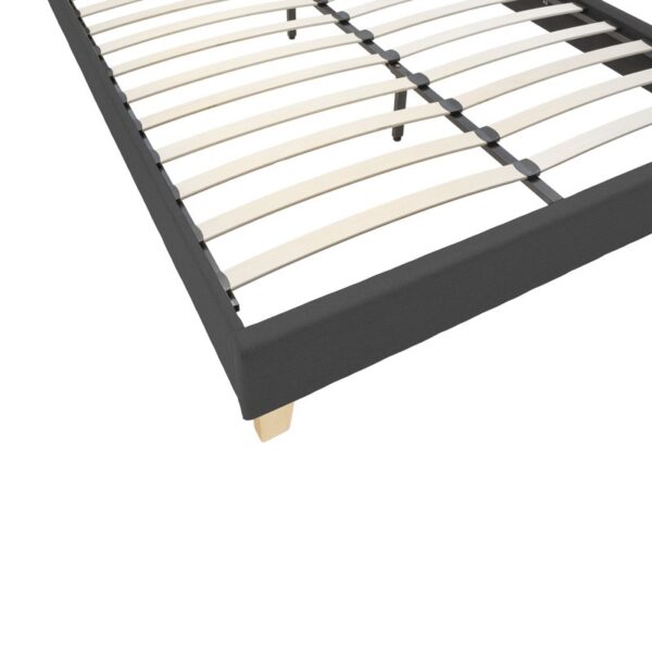 Κρεβάτι Mago pakoworld ύφασμα σε ανθρακί απόχρωση με φυσικό ξύλινο πόδι 140x200εκ.  006-000054