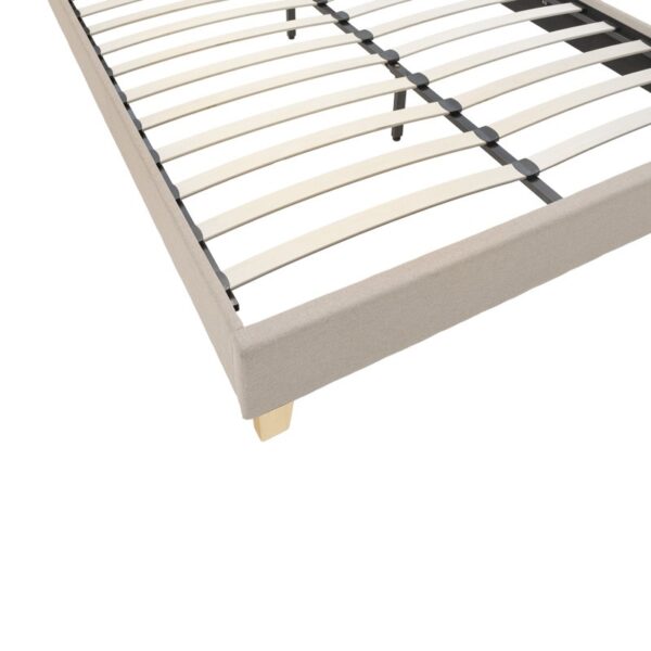 Κρεβάτι Mago pakoworld ύφασμα σε εκρού απόχρωση με φυσικό ξύλινο πόδι 160x200εκ.  006-000055