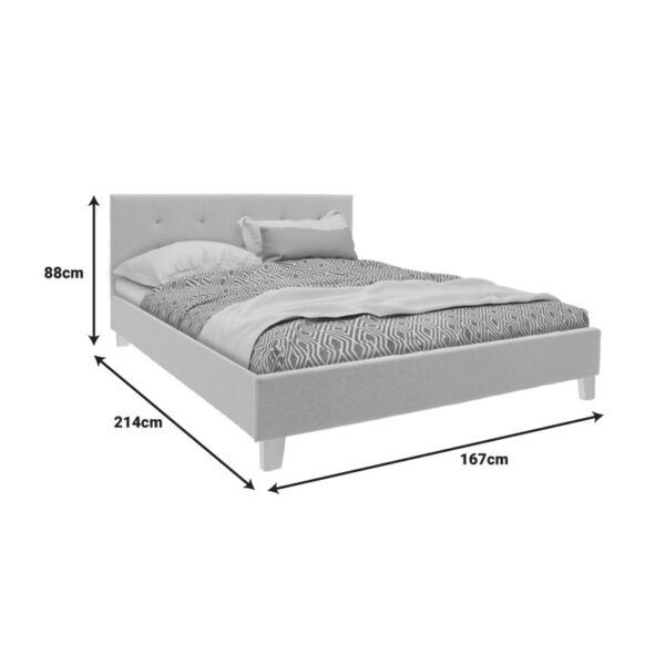 Κρεβάτι Mago pakoworld ύφασμα σε εκρού απόχρωση με φυσικό ξύλινο πόδι 160x200εκ.  006-000055