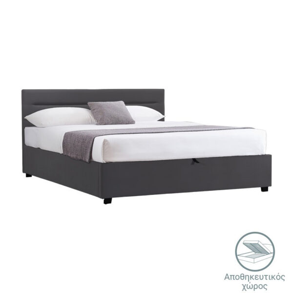 Κρεβάτι Molito pakoworld ανθρακί βελούδο με αποθηκευτικό χώρο150x200εκ.  006-000060