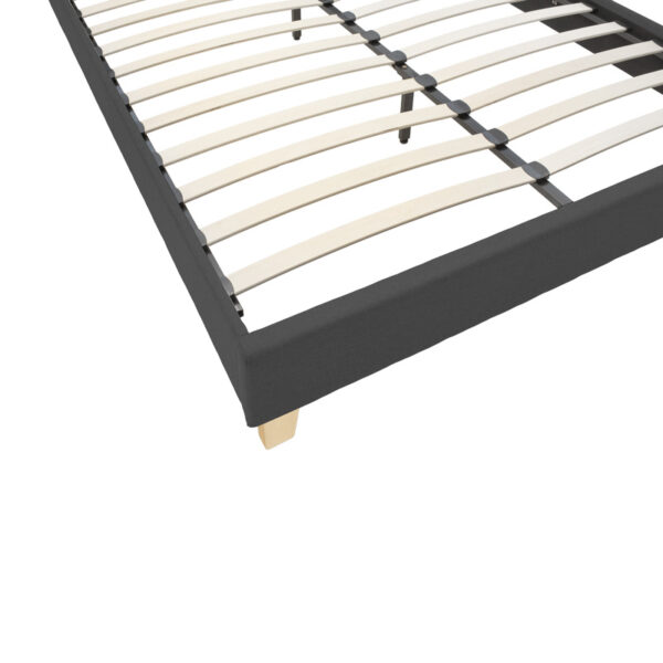 Κρεβάτι Mago pakoworld ύφασμα σε ανθρακί απόχρωση με ξύλινο πόδι 160x200εκ.  006-000062