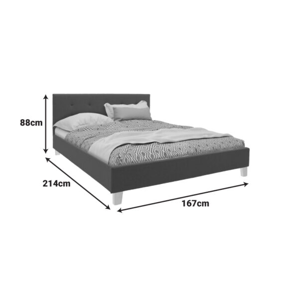 Κρεβάτι Mago pakoworld ύφασμα σε ανθρακί απόχρωση με ξύλινο πόδι 160x200εκ.  006-000062