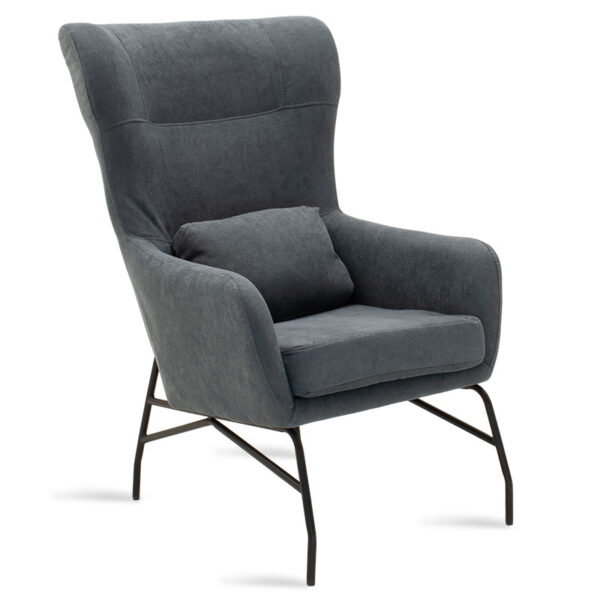 Πολυθρόνα - μπερζέρα Rimbo pakoworld με ύφασμα γκρι 66x81x102εκ.  024-000015