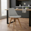 029-000048-1 Καρέκλα Gaston pakoworld PP-PU λευκό-φυσικό πόδι 43x51x75εκ. 029-000048