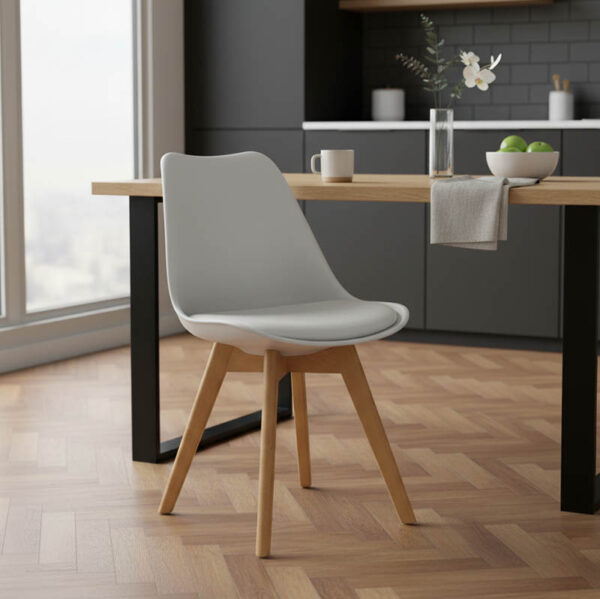 029-000048-1 Καρέκλα Gaston pakoworld PP-PU λευκό-φυσικό πόδι 43x51x75εκ. 029-000048
