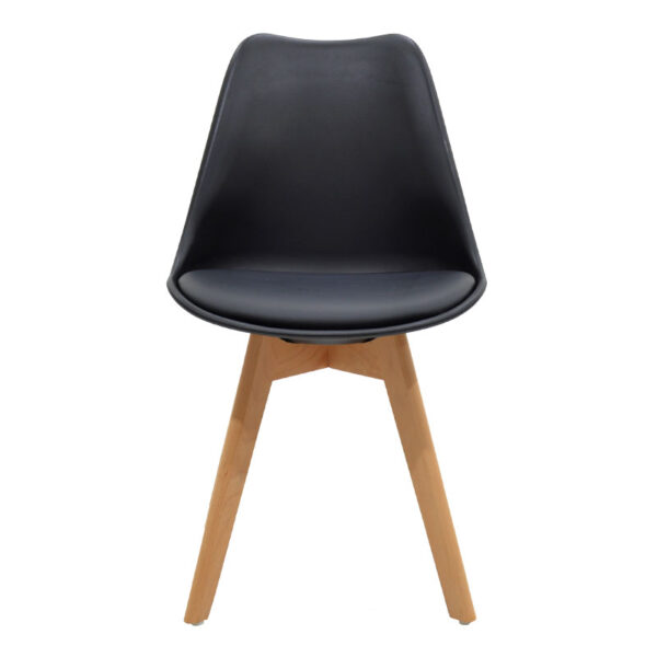 029-000051-3 Καρέκλα Gaston pakoworld PP-PU μαύρο-φυσικό πόδι 43x51x75 εκ 029-000051