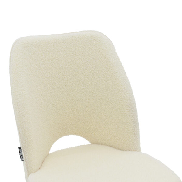 Καρέκλα Renish pakoworld μπουκλέ λευκό-μεταλλικό μαύρο πόδι 47x61x85εκ.  029-000211