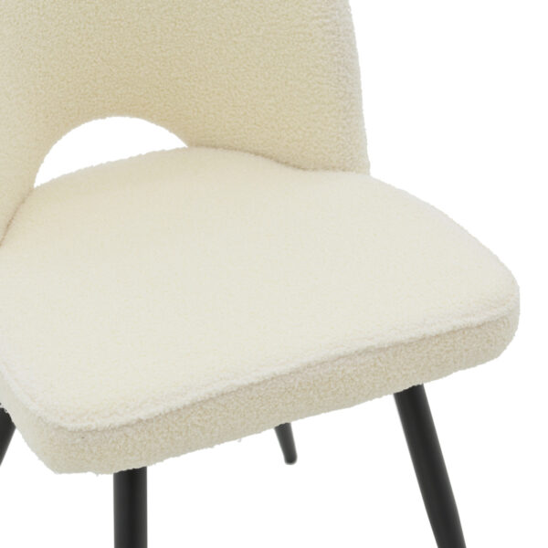 Καρέκλα Renish pakoworld μπουκλέ λευκό-μεταλλικό μαύρο πόδι 47x61x85εκ.  029-000211