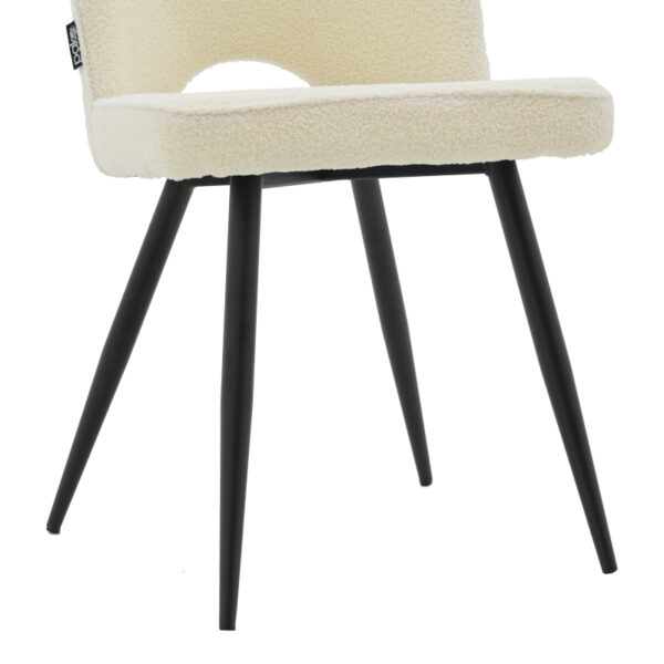 Καρέκλα Renish pakoworld μπουκλέ λευκό-μεταλλικό μαύρο πόδι 47x61x85εκ.  029-000211