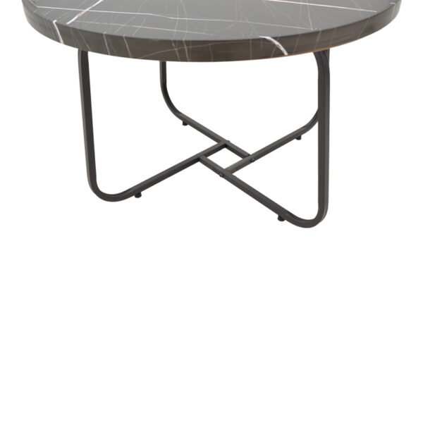 Tραπέζια σαλονιού Crismory pakoworld σετ 2τεμ MDF σε απόχρωση μαύρο μαρμάρου και μαύρα μεταλλικά πόδια  029-000241