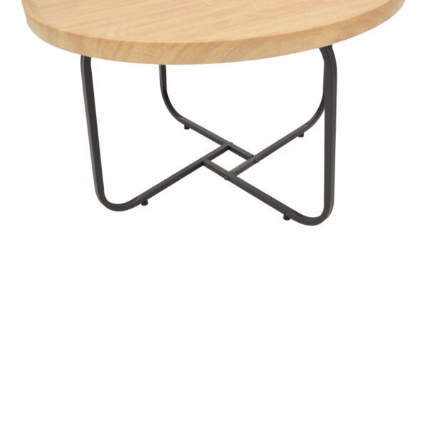 Tραπέζια σαλονιού Crismory pakoworld σετ 2τεμ MDF σε φυσική απόχρωση και μαύρα μεταλλικά πόδια.  029-000242