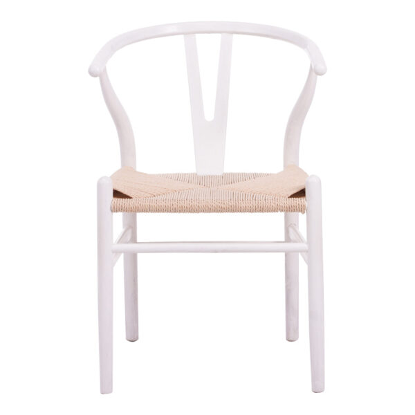 Καρέκλα Wishbone pakoworld rubberwood-σχοινί σε λευκή απόχρωση 53.5x57x74εκ.  029-000343