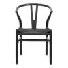 Καρέκλα Wishbone pakoworld rubberwood-σχοινί σε μαύρη απόχρωση 53.5x57x74εκ.  029-000344