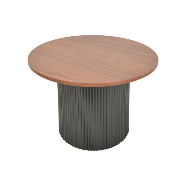 Τραπέζι σαλονιού Dovel pakoworld mdf σε καρυδί-μαύρο μέταλλο Φ70x45εκ.  029-000352