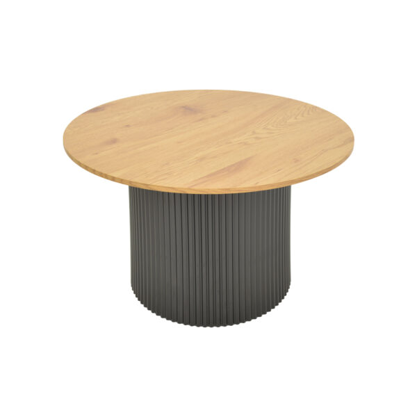 Τραπέζι σαλονιού Dovel pakoworld mdf σε sonoma-μαύρο μέταλλο Φ70x45εκ.  029-000354