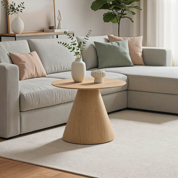 Τραπέζι σαλονιού Donda pakoworld mdf-μέταλλο σε sonoma απόχρωση Φ60x46εκ.  029-000362