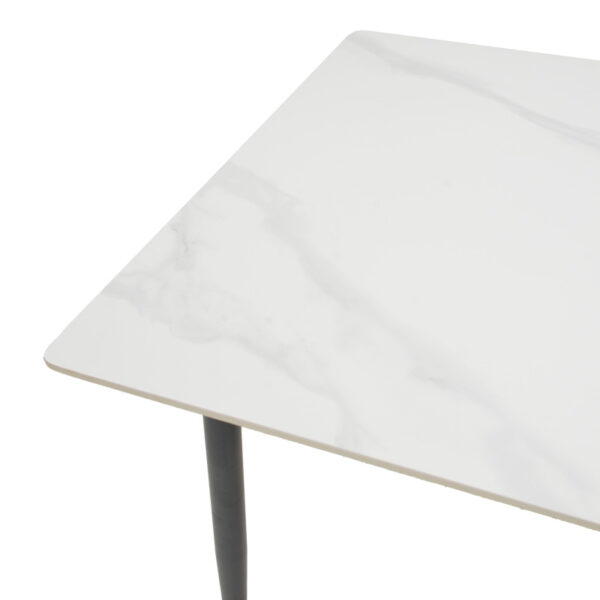 029-000377-4 Τραπέζι Gustas pakoworld λευκό μαρμάρου sintered stone-μαύρο μέταλλο 120x80x76εκ. 029-000377