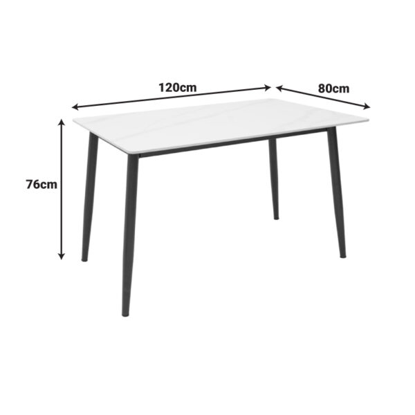 029-000377-5 Τραπέζι Gustas pakoworld λευκό μαρμάρου sintered stone-μαύρο μέταλλο 120x80x76εκ. 029-000377