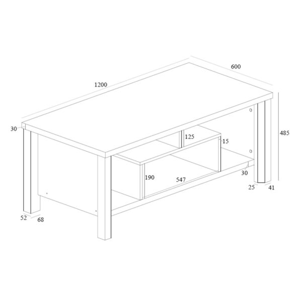 Τραπέζι σαλονιού Tracy pakoworld λευκό-γκρι 120x60x48.5εκ  049-000095