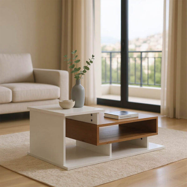 Τραπέζι σαλονιού Nuvele pakoworld σε λευκή-sonoma απόχρωση 90x50x35εκ.  049-000107