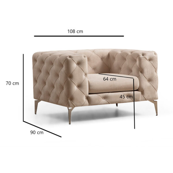 Πολυθρόνα PWF-0579 pakoworld ύφασμα εκρού 108x90x70εκ.  071-001288
