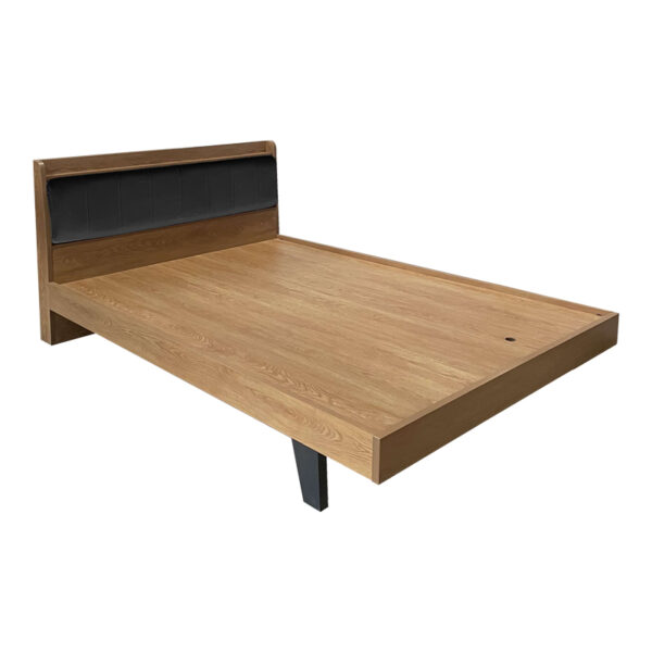072-000142-2 Κρεβάτι Frankly pakoworld mdf-pu σε καρυδί-μαύρο απόχρωση 150x200εκ. 072-000142
