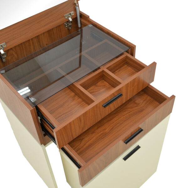 Τουαλέτα κρεβατοκάμαρας Sonlen pakoworld σε καρυδί-κρεμ απόχρωση 60x45x130εκ.  072-000155