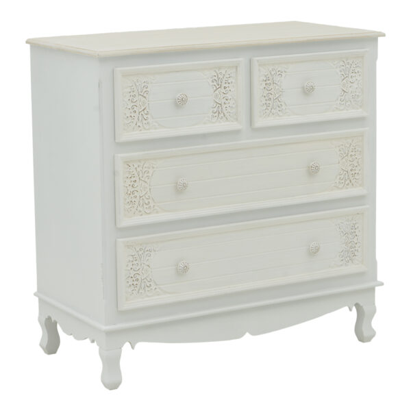 Συρταριέρα Pazlen Inart mdf σε λευκή αντικέ απόχρωση 80x40x80εκ.  087-000008