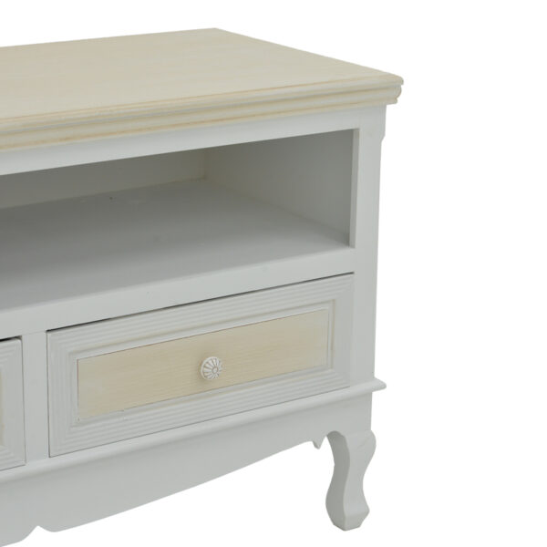 Έπιπλο τηλεόρασης Joliene Inart mdf σε λευκή αντικέ-φυσική απόχρωση 100x42x61εκ.  087-000014