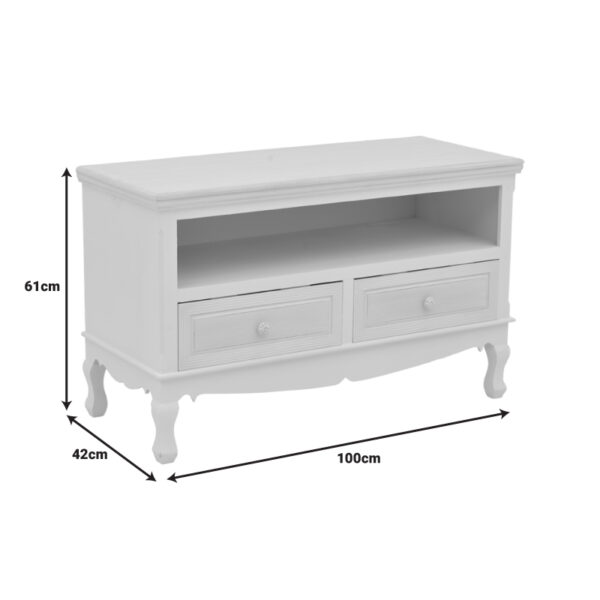 Έπιπλο τηλεόρασης Joliene Inart mdf σε λευκή αντικέ-φυσική απόχρωση 100x42x61εκ.  087-000014