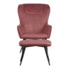 Πολυθρόνα με υποπόδιο Rueda pakoworld βελούδο σε σάπιο μήλο απόχρωση με μαύρα μεταλλικά πόδια 71.5x66.5x99εκ.  096-000043