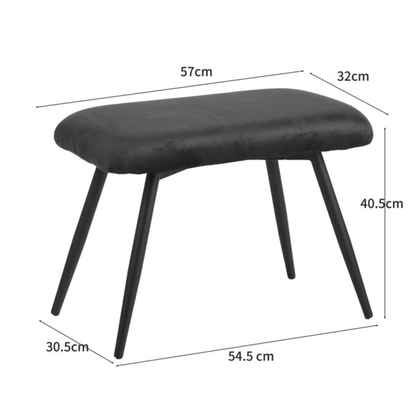 Πολυθρόνα με υποπόδιο Rueda pakoworld βελούδο σε σάπιο μήλο απόχρωση με μαύρα μεταλλικά πόδια 71.5x66.5x99εκ.  096-000043