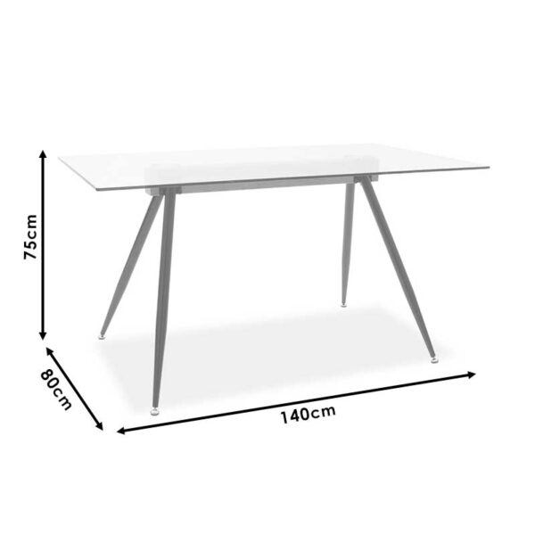 Τραπέζι Astrid pakoworld γυάλινο 10χιλ - πόδι μαύρο 140x80x75εκ.  101-000019