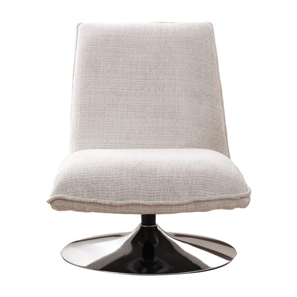 Πολυθρόνα Remona pakoworld περιστρεφόμενη κρεμ ύφασμα-πόδι χρωμίου 63x80x80εκ.  101-000118