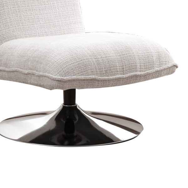 Πολυθρόνα Remona pakoworld περιστρεφόμενη κρεμ ύφασμα-πόδι χρωμίου 63x80x80εκ.  101-000118