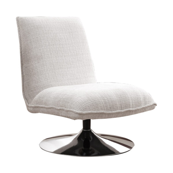 Πολυθρόνα Remona pakoworld περιστρεφόμενη κρεμ ύφασμα-πόδι χρωμίου 63x80x80εκ.  101-000118