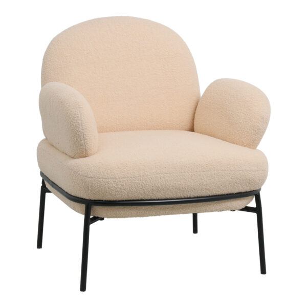 Πολυθρόνα Jaycob pakoworld μπουκλέ μπεζ-πόδι μαύρο μέταλλο 74x71x83εκ.  110-000060