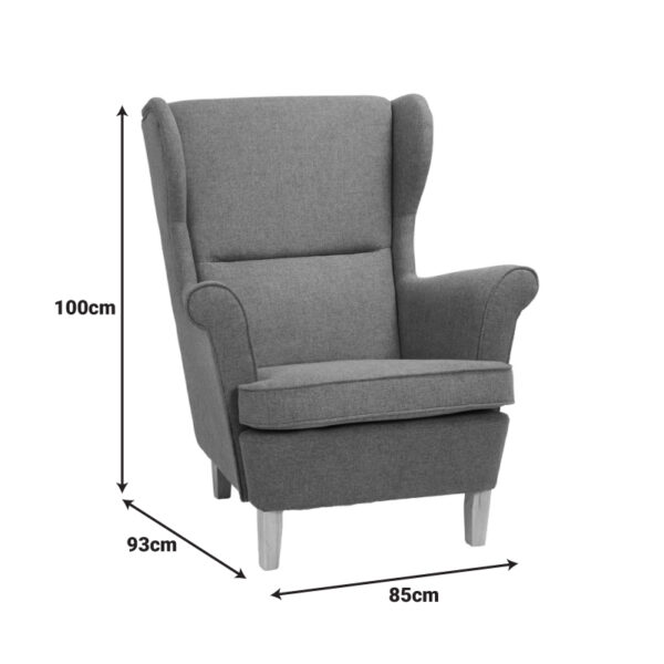 Πολυθρόνα - μπερζέρα Malei pakoworld ύφασμα σε γκρι απόχρωση-ξύλινα πόδια 85x93x100εκ.  110-000110