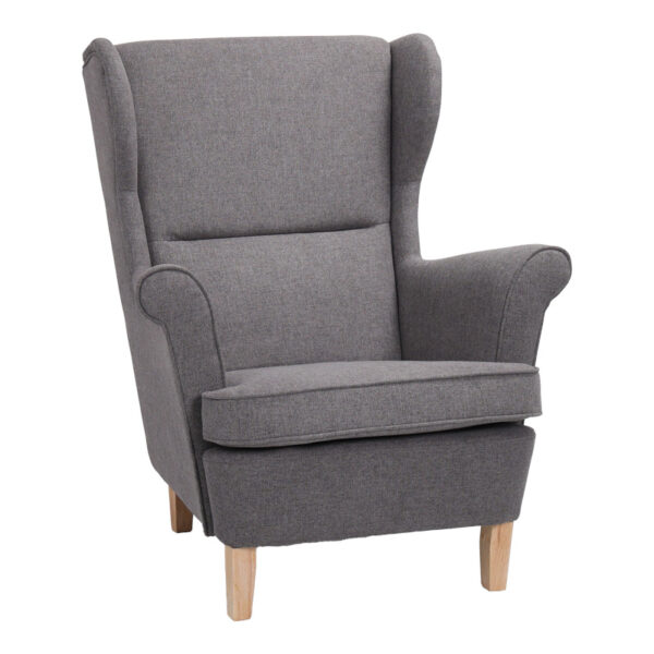 Πολυθρόνα - μπερζέρα Malei pakoworld ύφασμα σε γκρι απόχρωση-ξύλινα πόδια 85x93x100εκ.  110-000110