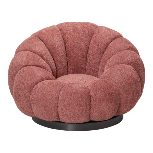 Πολυθρόνα περιστρεφόμενη Nester pakoworld μπουκλέ ύφασμα σε απόχρωση σάπιο μήλο 98x97x69εκ.  110-000112